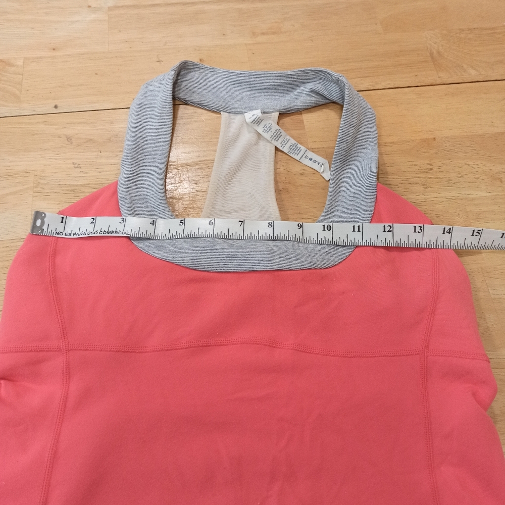 Lululemon Peach / Gray Racerback Tank Top Built In Shelf Bra Active Yoga Size 8 - Picture 11 of 14